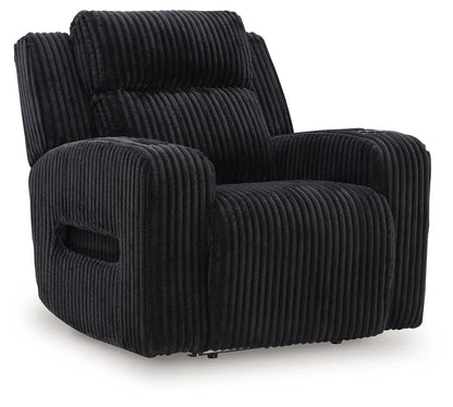 Forest Lake recliner with adj headrest, black corduroy upholstery by Unique Piece Furniture on Tampa Home & Garden Store
