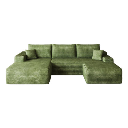 Cloud Corduroy Sectional Sofa and Ottoman