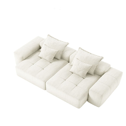 Modern Oversized DIY Modular Sectional Sofa With Pillows in light beige by HouseOfZazla on Tampa Home & Garden Store