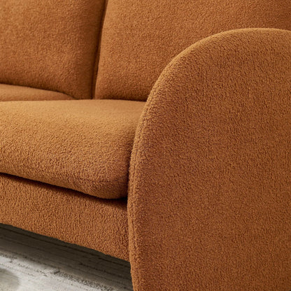 Loveseat sofa rust brown sherpa fabric upholstery with rounded arm on Tampa Home & Garden Store