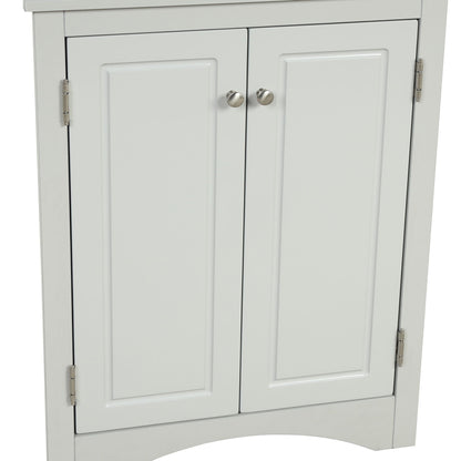 Triangle bathroom storage cabinet with two-panel light gray doors freestanding linen cabinet on Tampa Home & Garden Store