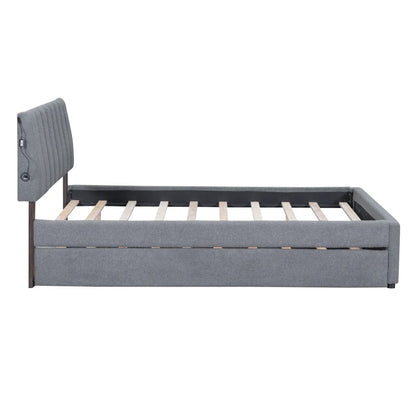 Upholstered Platform Bed With Trundle System