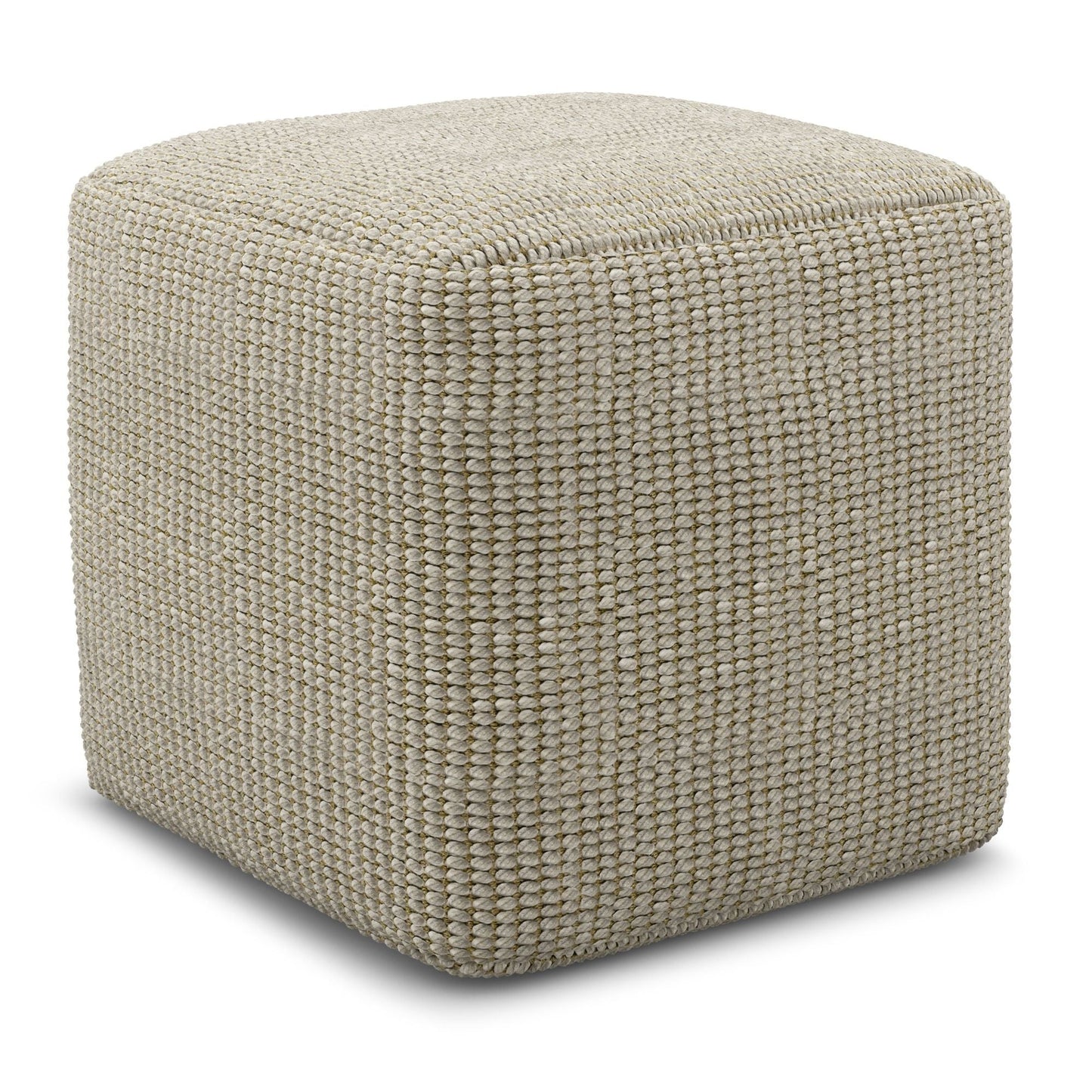 Zelma Woven Outdoor and Indoor Pouf Cream