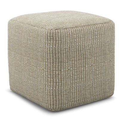 Zelma Woven Outdoor and Indoor Pouf Cream