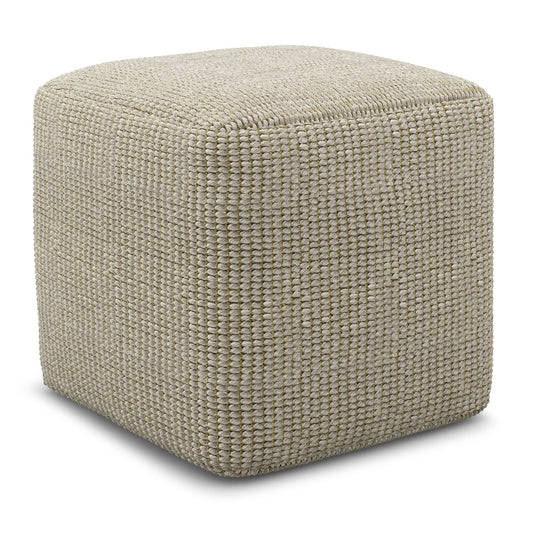 Zelma Woven Outdoor and Indoor Pouf Cream