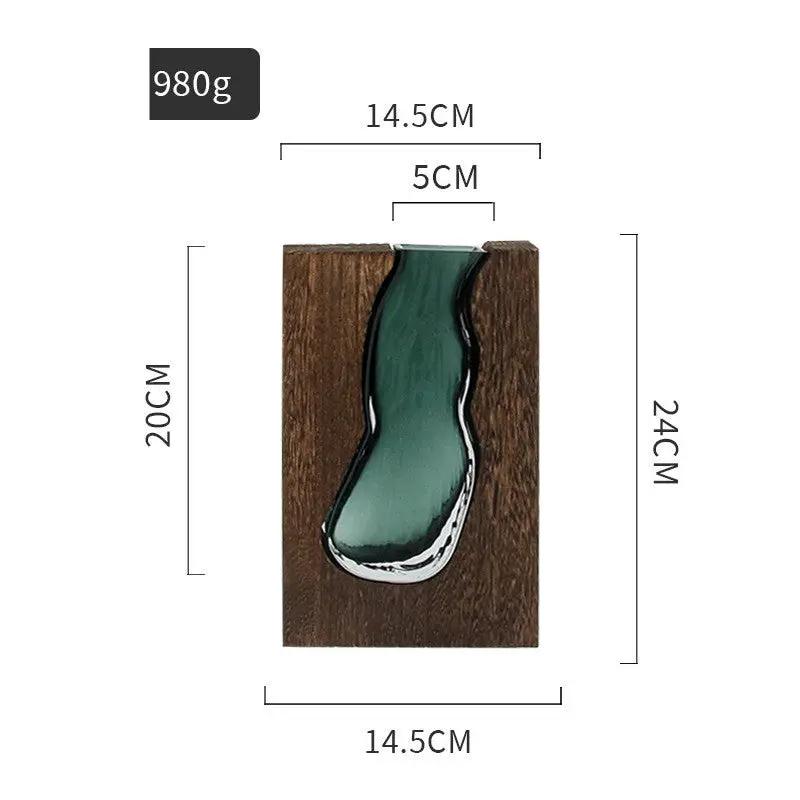 Nordic Original Solid Wood Glass Vase Ornament by FLIPSTYLEZLLC with green vase on wood plaque on Tampa Home & Garden Store