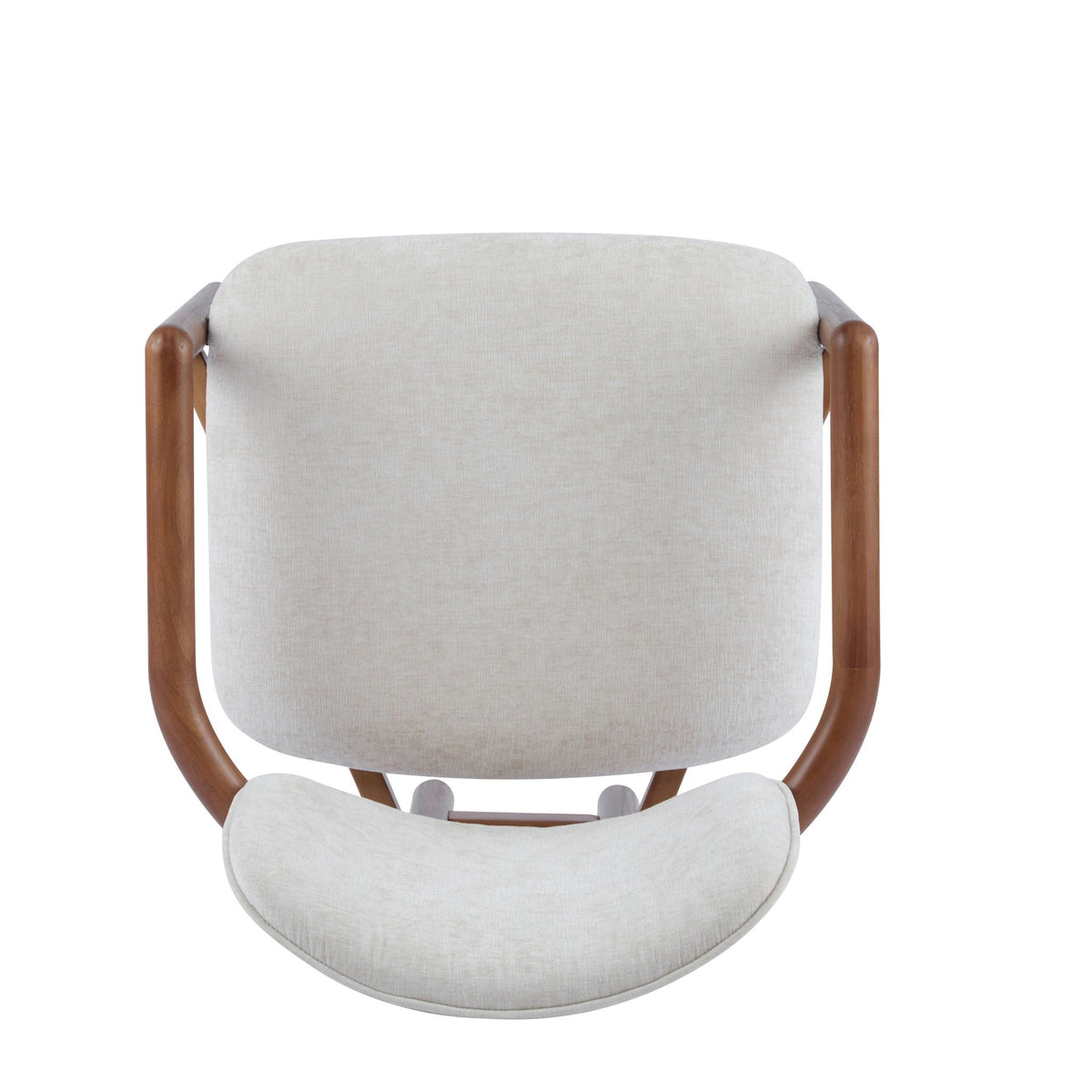 Upholstered Arm Dining Chairs Set of 2 beige fabric with brown wood frame HouseOfZazla on Tampa Home & Garden Store