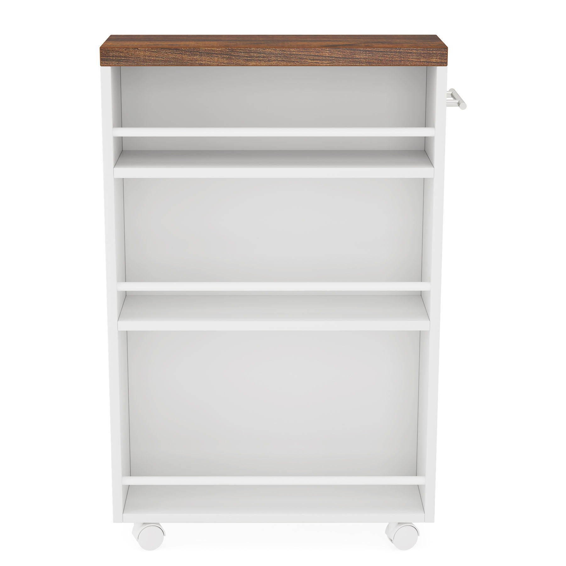 4 Tier Narrow Rolling Kitchen Slim Storage Cart white frame with wood top by HouseOfZazla on Tampa Home & Garden Store