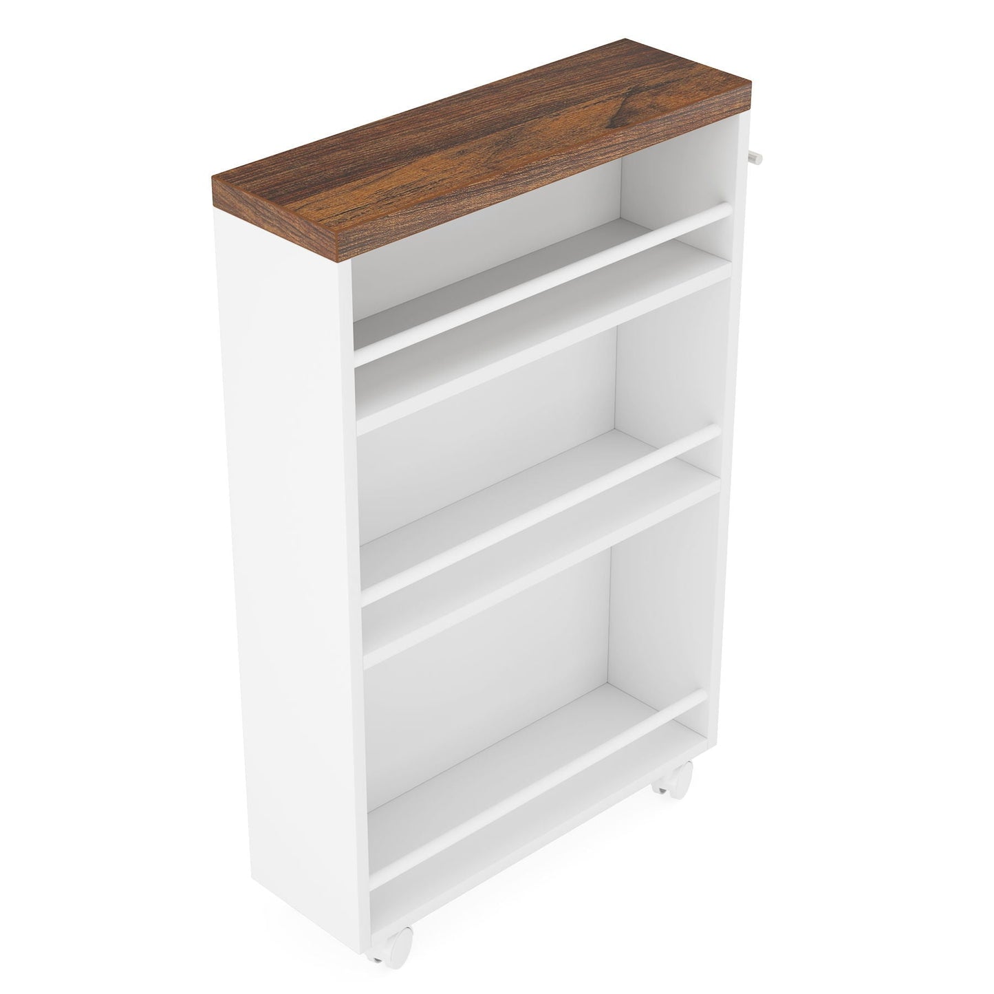 4 Tier Narrow Rolling Kitchen Slim Storage Cart white with wood top by HouseOfZazla on Tampa Home & Garden Store