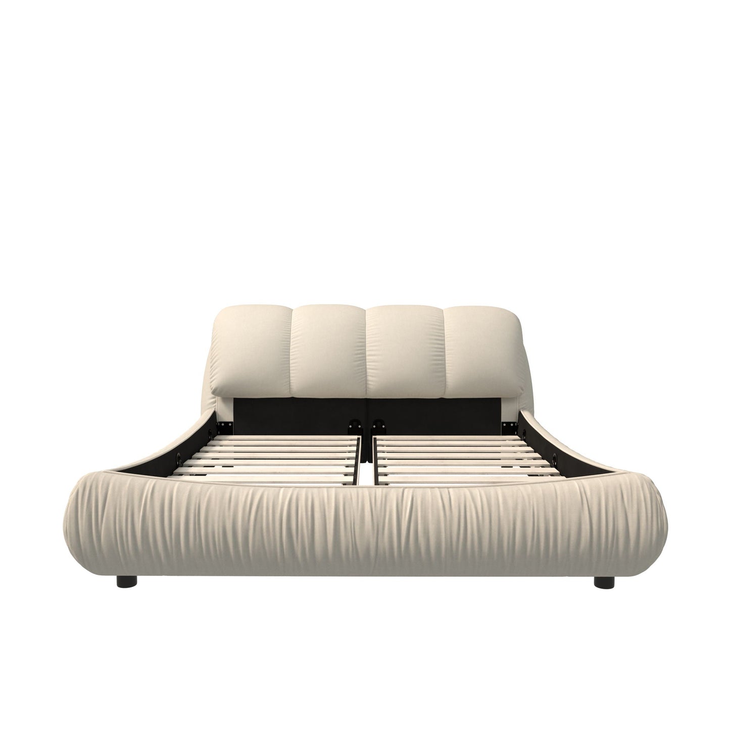 Luxury Upholstered Platform Bed oversized padded backrest black metal frame HouseOfZazla on Tampa Home & Garden Store