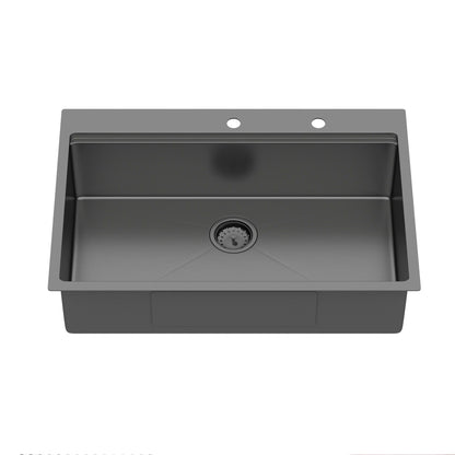 Drop-in kitchen sink gunmetal black, single-bowl topmount with faucet and soap dispenser on Tampa Home & Garden Store
