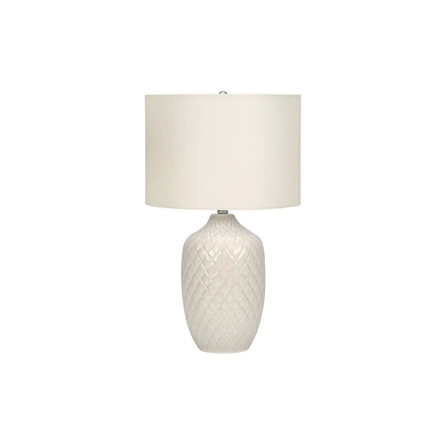 Table lamp cream ceramic base with diamond pattern ivory shade by Unique Piece Furniture on Tampa Home & Garden Store