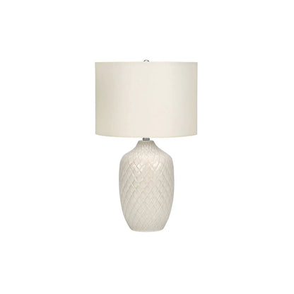 Table lamp cream ceramic base with diamond pattern ivory shade by Unique Piece Furniture on Tampa Home & Garden Store
