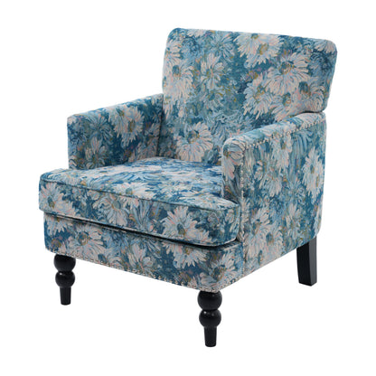Harrison Tufted Club Chair blue floral upholstery with nailhead trim HouseOfZazla on Tampa Home & Garden Store