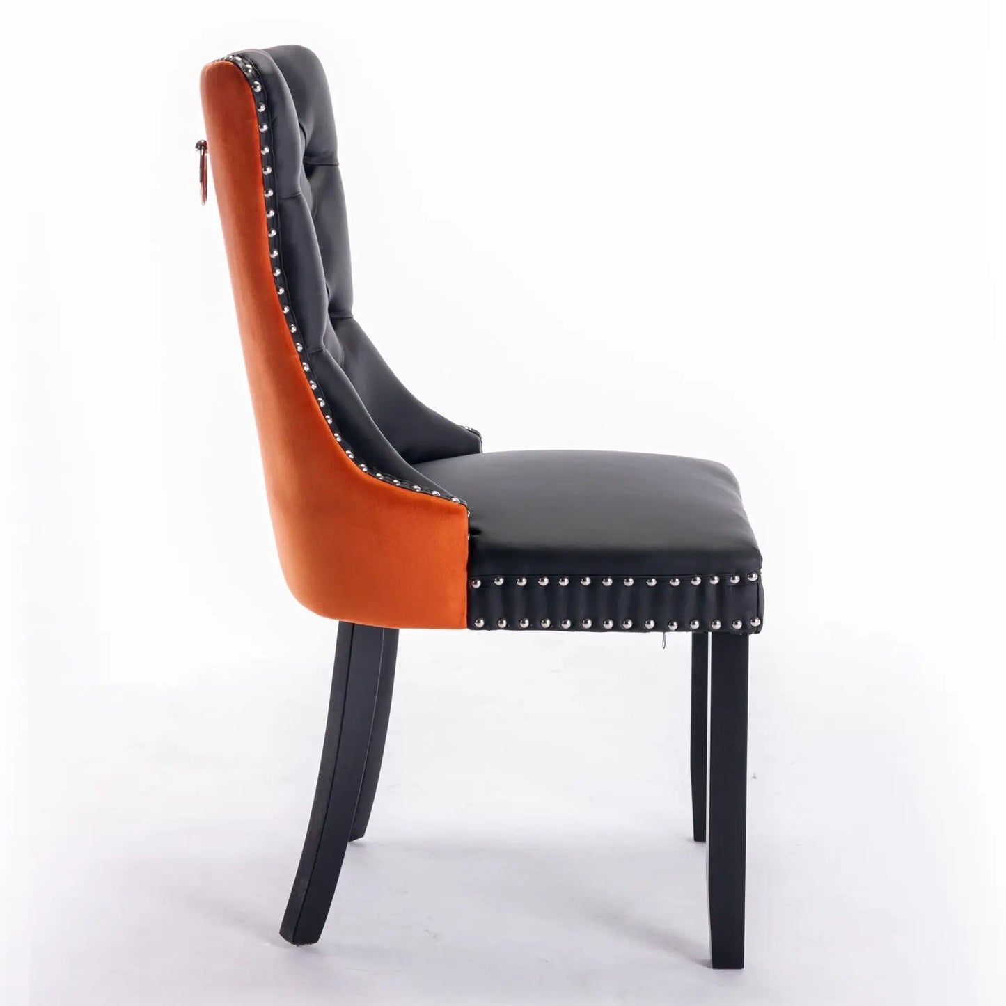 Nikki Dining Chair black and orange upholstery with nailhead trim Unique Piece Furniture on Tampa Home & Garden Store