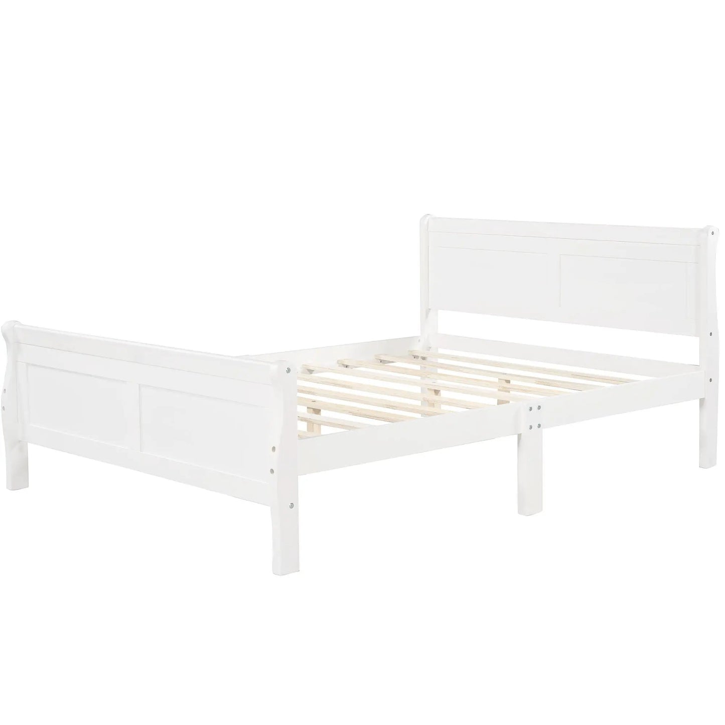 White platform bed frame with headboard and footboard wood slat support Unique Piece Furniture on Tampa Home & Garden Store