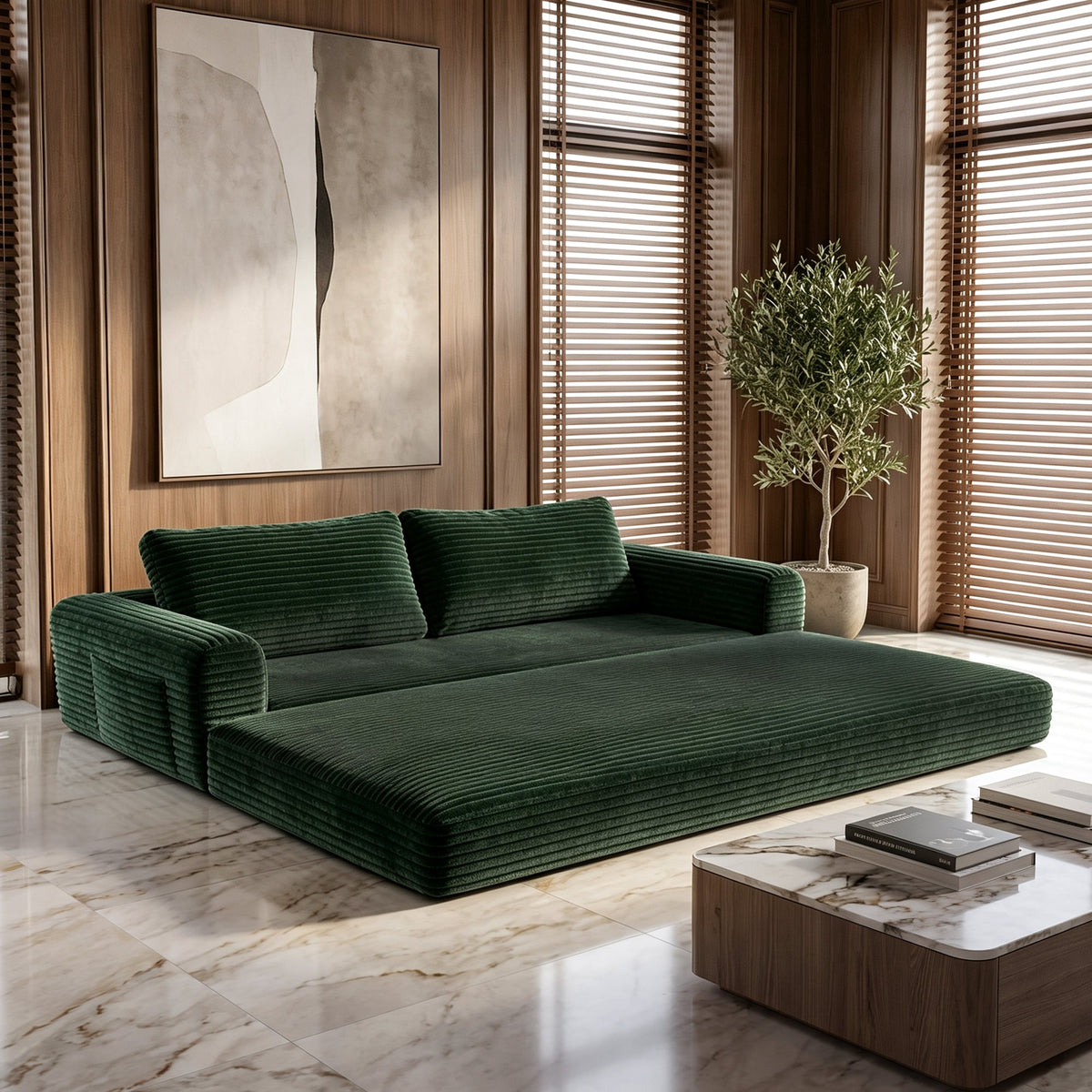 76 Inch Plush Convertible Futon and Sofa Bed