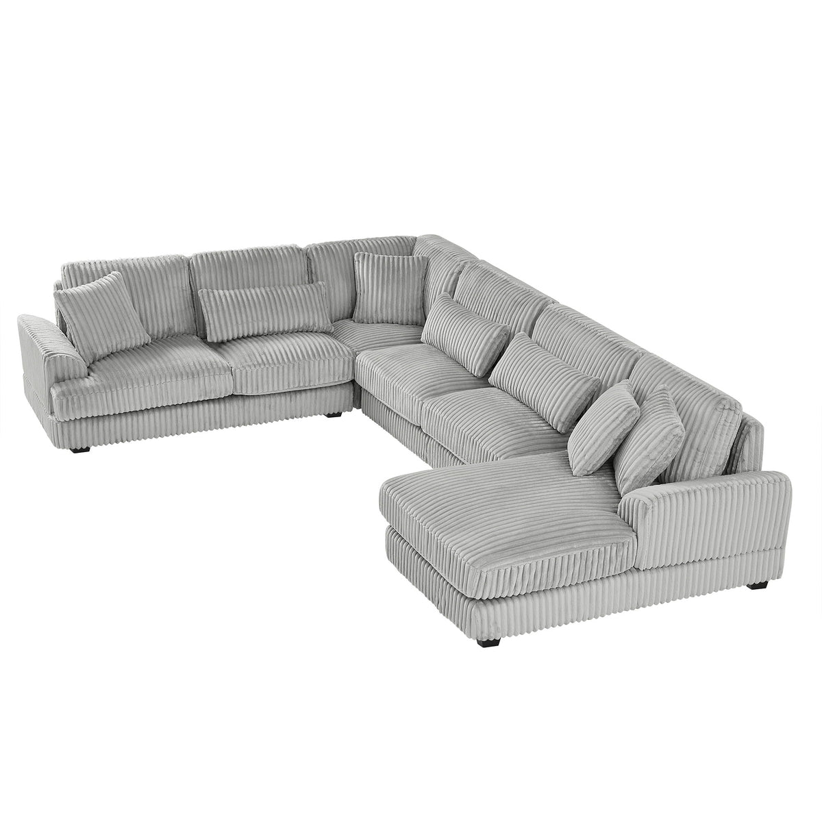 U-shaped sectional sofa with chaise lounge in gray corduroy, oversized, HouseOfZazla on Tampa Home & Garden Store