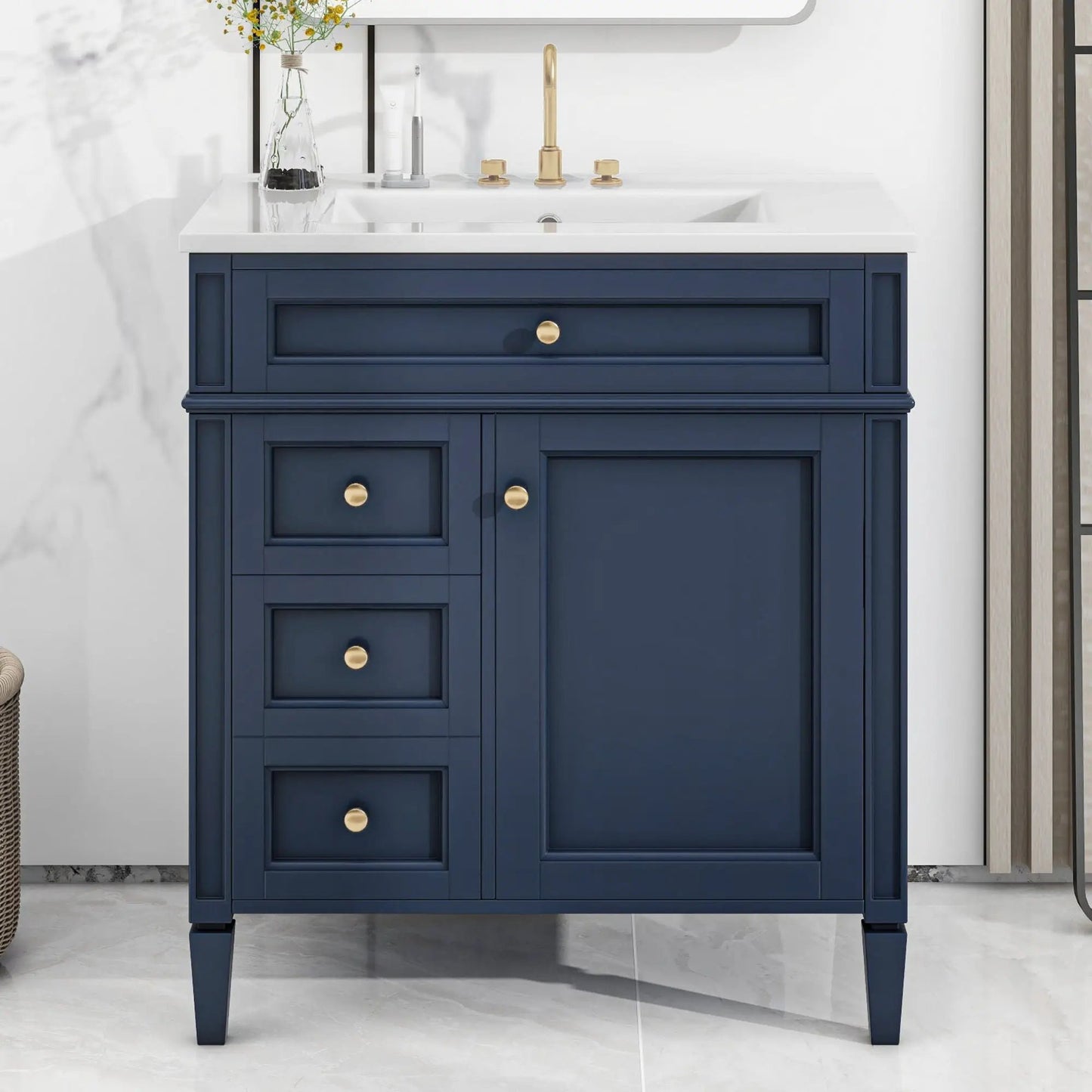 Bathroom Vanity With Top Sink and Storage Cabinet