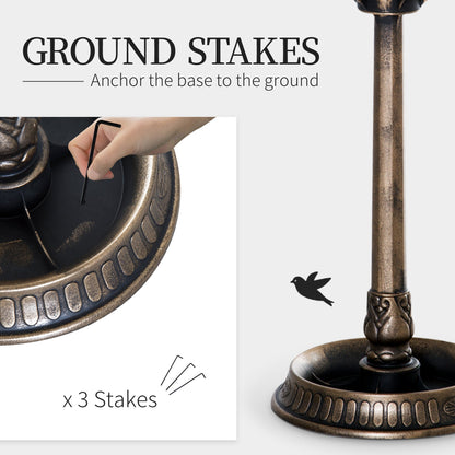 Outsunny 3-in-1 bird bath pedestal with bowl feeder and planter bronze HouseOfZazla on Tampa Home & Garden Store