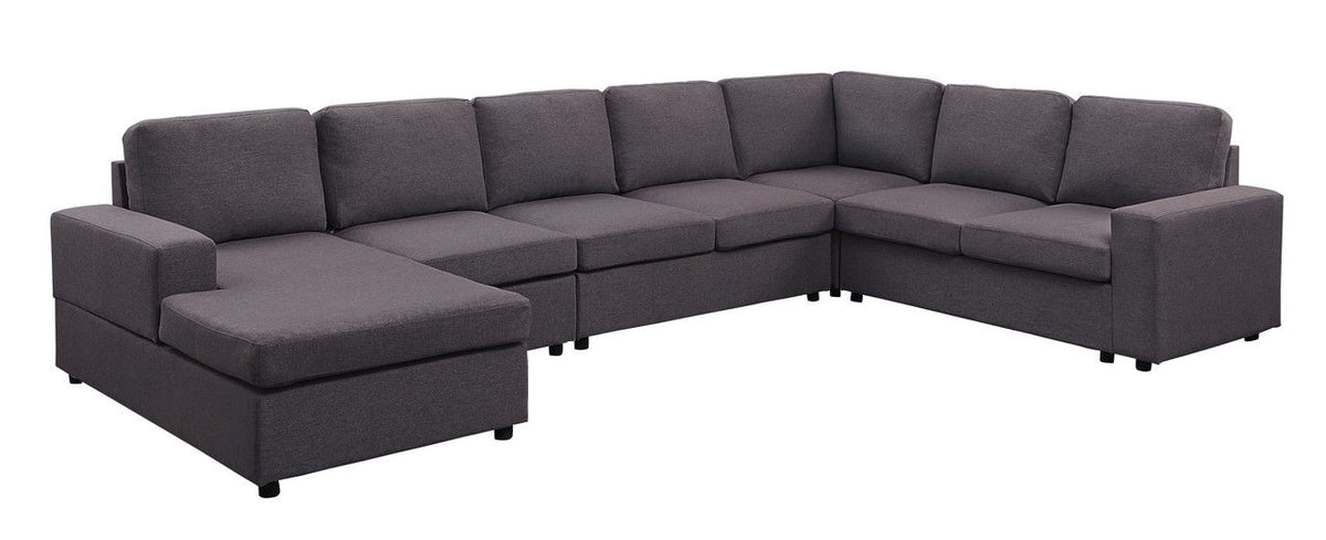 Tifton 7-seat reversible modular sectional sofa chaise charcoal fabric stationary HouseOfZazla on Tampa Home & Garden Store
