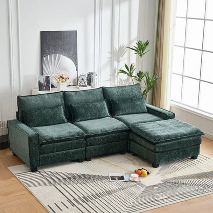 2-piece L-shaped sectional sofa with movable ottoman in teal fabric by Unique Piece Furniture on Tampa Home & Garden Store