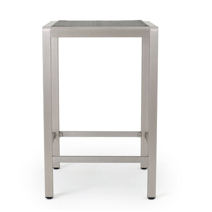 Outdoor Aluminum Bar Table and Rattan Top Gray