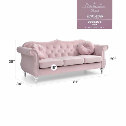 Hollywood Sofa with Glam Tufted Nailhead Trim