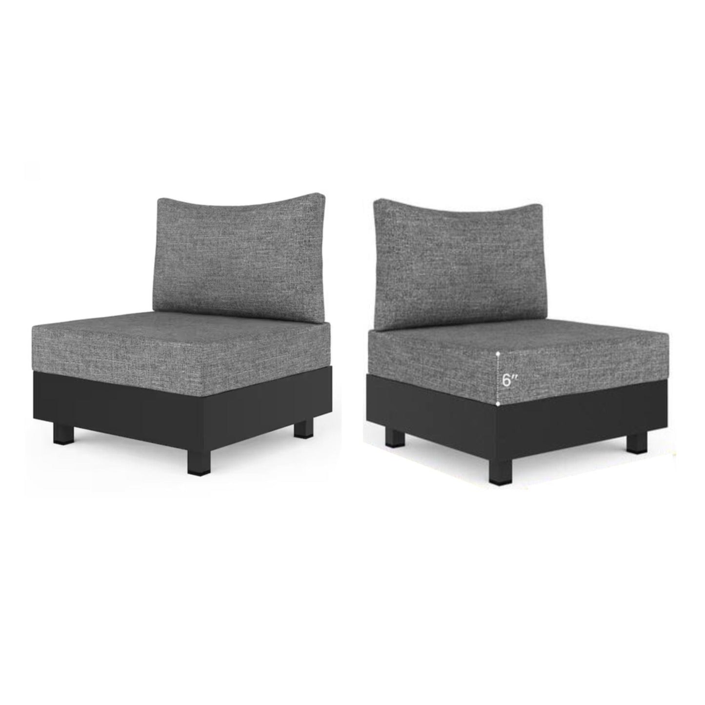 Modular Armless Chairs With Coffee Table Set of 2 Gray Outdoor by HouseOfZazla on Tampa Home & Garden Store
