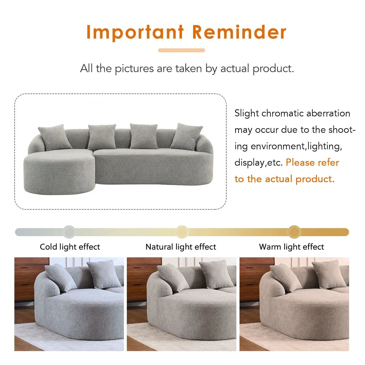 Combined Sofa With 4 Pillows, grey fabric stationary sectional by Unique Piece Furniture on Tampa Home & Garden Store
