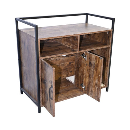 Rustic Cat House by HouseOfZazla: wooden pet cabinet on black metal frame with two cubbies on Tampa Home & Garden Store