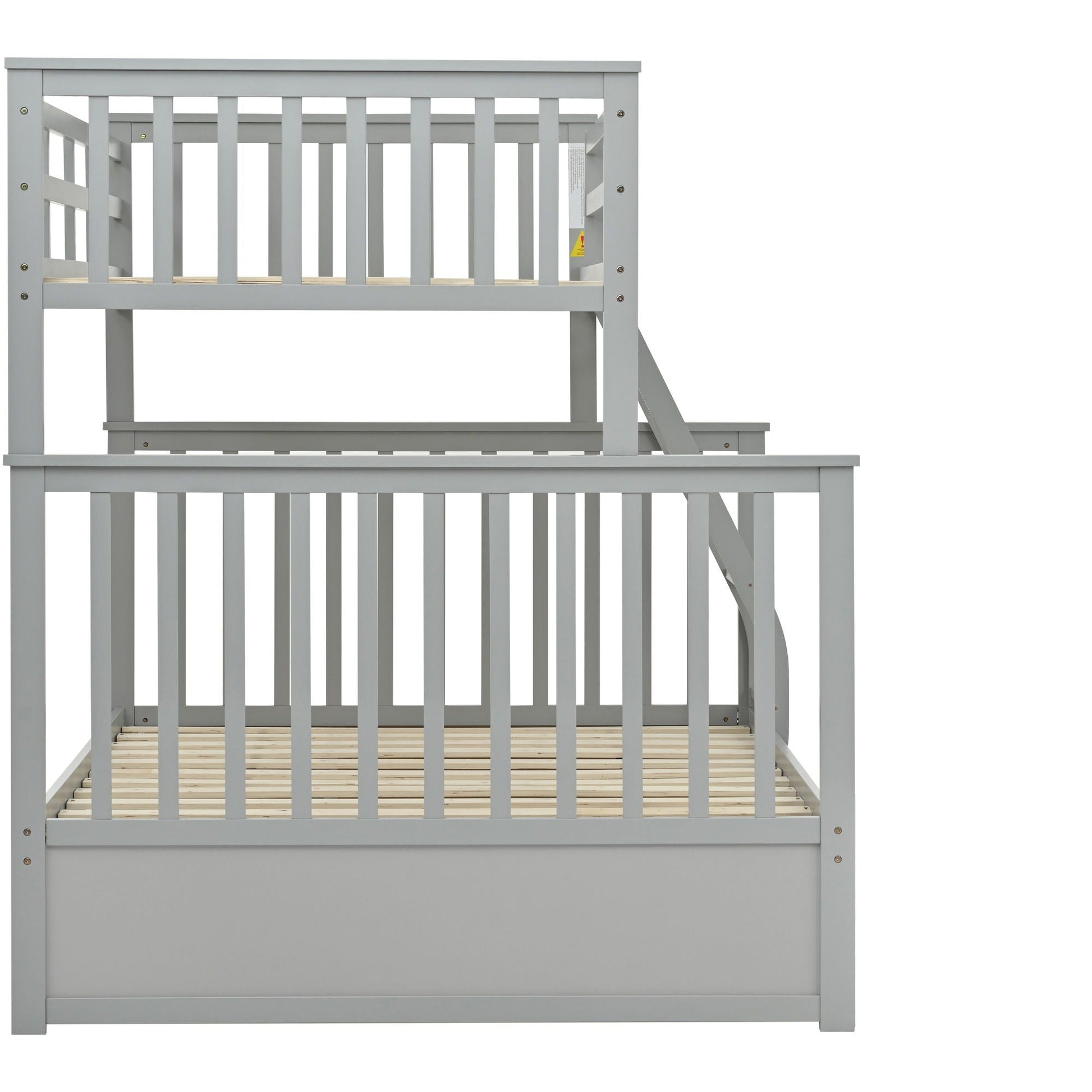 Bunk bed with ladder and safety guard rails in light gray wood finish by HouseOfZazla on Tampa Home & Garden Store