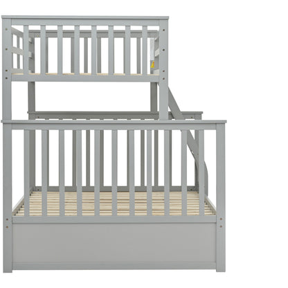 Bunk bed with ladder and safety guard rails in light gray wood finish by HouseOfZazla on Tampa Home & Garden Store