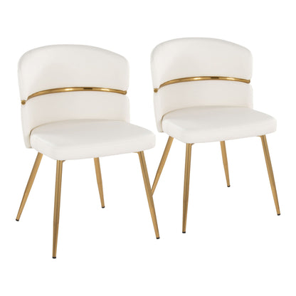 Art Deco dining chair set of 2 white upholstery with gold metal accents by HouseOfZazla on Tampa Home & Garden Store