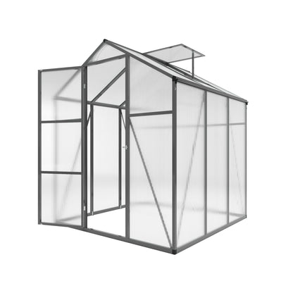 Windproof greenhouse with raised base, black frame and polycarbonate panels on Tampa Home & Garden Store