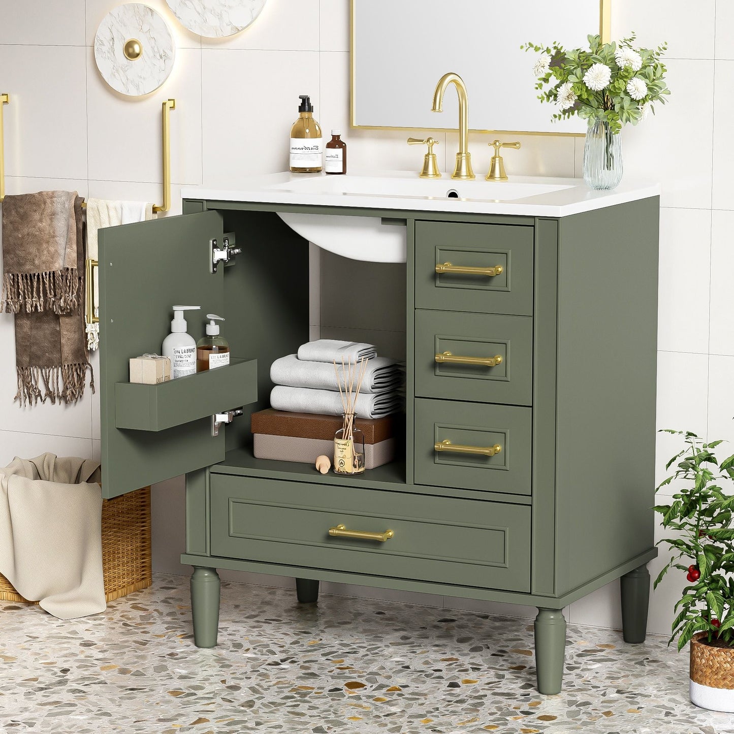Traditional Bathroom Vanity With Soft Close Doors