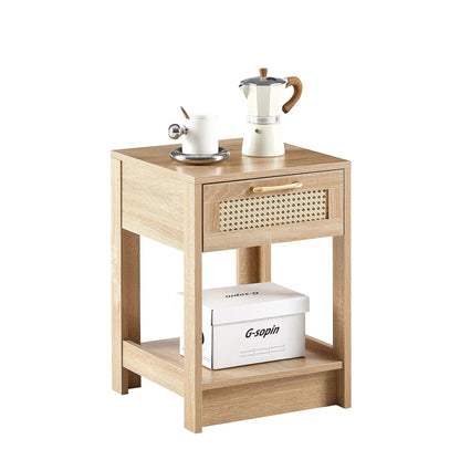 Rattan End Table With Drawer and Nightstand