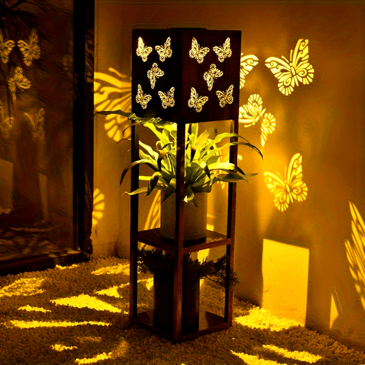 Solar Garden Lantern with Flower Stand – LED Outdoor Light with Butterfly & More - Tampa Home & Garden Store