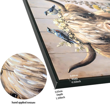 Highland Cow Canvas Wall Art Camel Brown