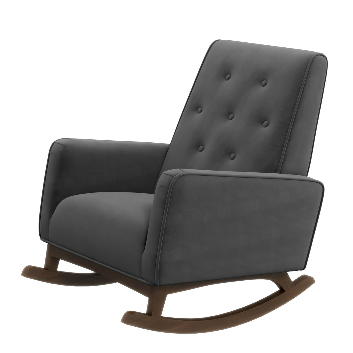Mid-Century Modern Rocking Chair dark gray faux leather with foam cushion HouseOfZazla on Tampa Home & Garden Store