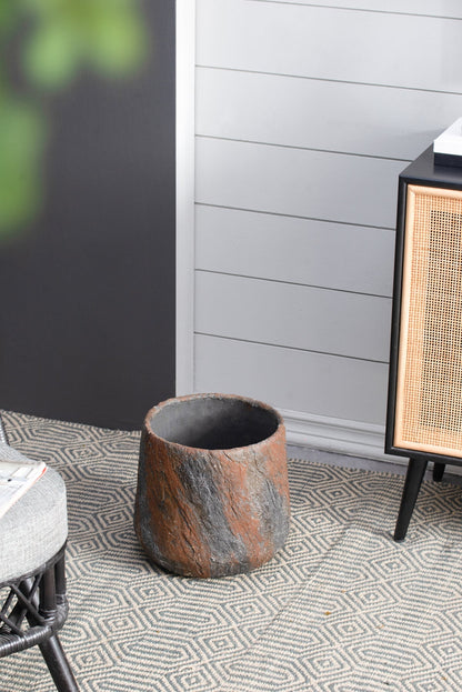 12.6x12.6x11.8 in cement planter, cylindrical textured pot for indoor outdoor garden decor on Tampa Home & Garden Store