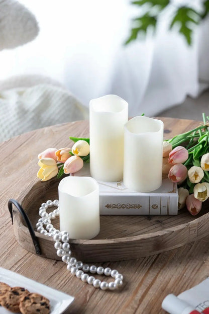 LED Candles With Remote Timer Set Of 3 Ivory