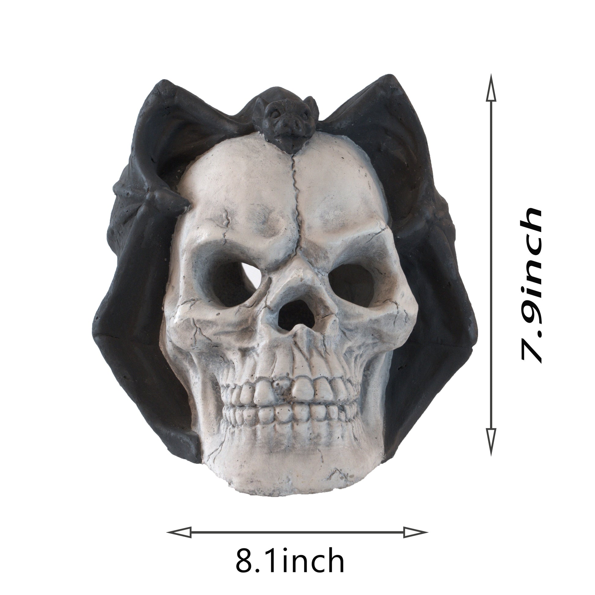 Hand-Welded Fire Pit Skull wall art set by HouseOfZazla, black hooded skeletal skull on Tampa Home & Garden Store
