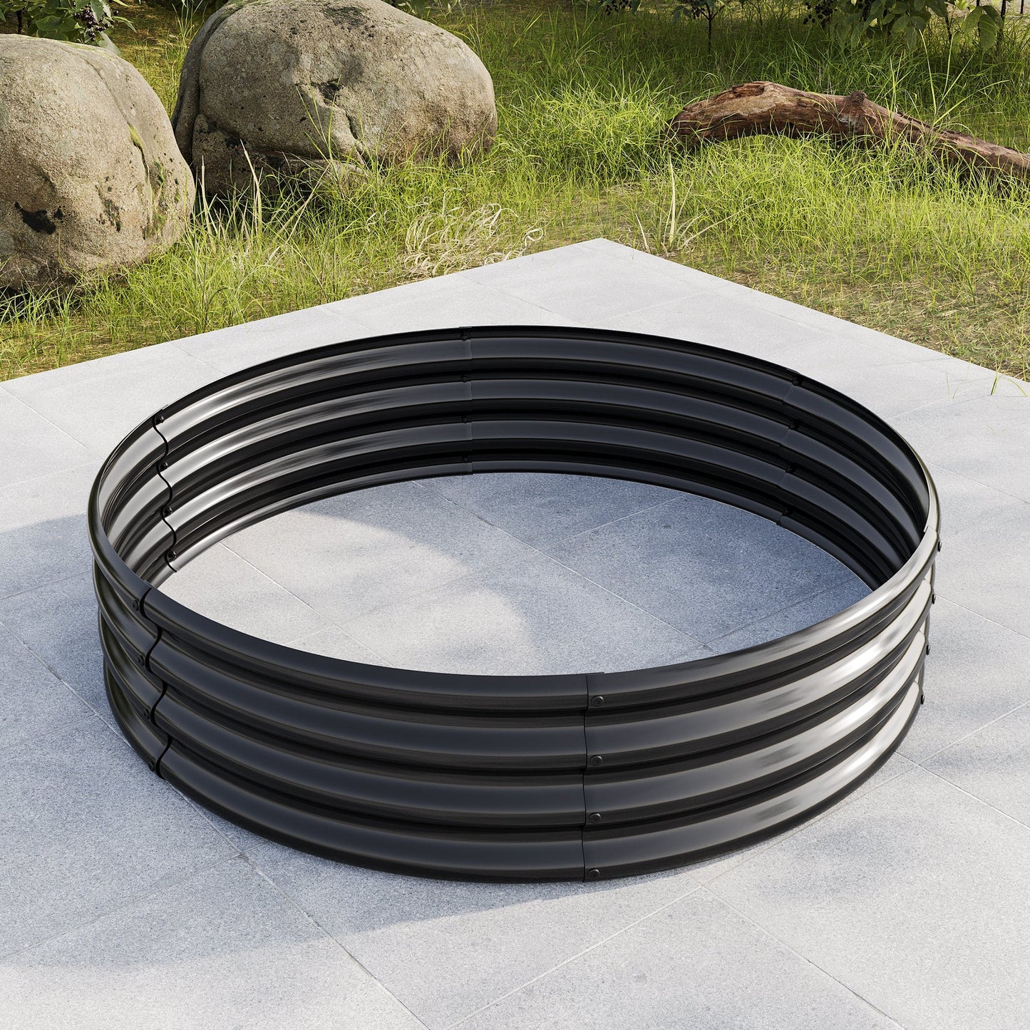 2-piece round raised garden bed ring set, 47.24-in dia, black metal, HouseOfZazla planters on Tampa Home & Garden Store