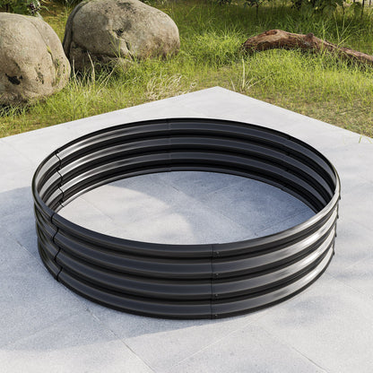 2-piece round raised garden bed ring set, 47.24-in dia, black metal, HouseOfZazla planters on Tampa Home & Garden Store