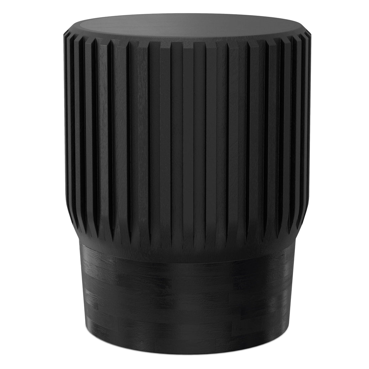 Lyall Side Table with Fluted Design black woodgrain round top by HouseOfZazla on Tampa Home & Garden Store