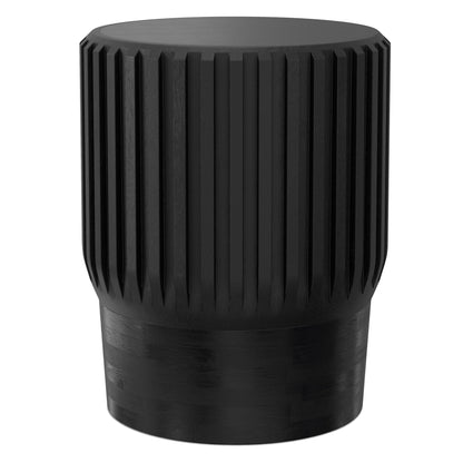 Lyall Side Table with Fluted Design black woodgrain round top by HouseOfZazla on Tampa Home & Garden Store
