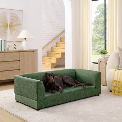 Comfortable Oversized Pet Sofa for Medium/Large Dogs in green with dog lounging on it on Tampa Home & Garden Store