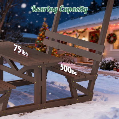 Outdoor Solid Wood Picnic Table with Canopy