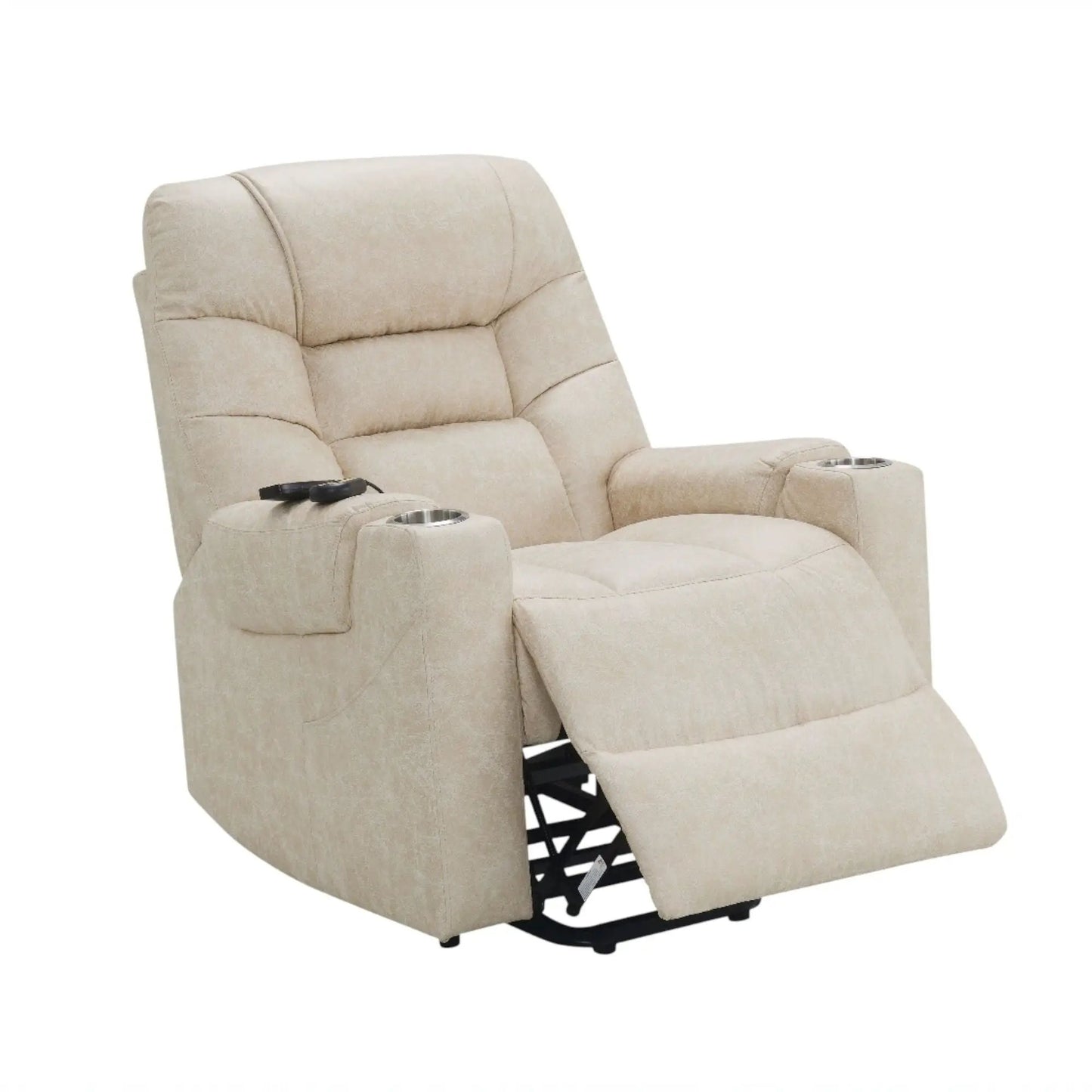 Nairi Ivory leather massage recliner with lift and cupholders on Tampa Home & Garden Store